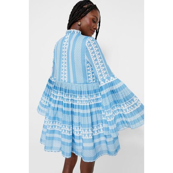 TUCKERNUCK Hyacinth House Blue & White Bell Sleeved Blaine Mini Dress NWT XXL - Picture 5 of 10